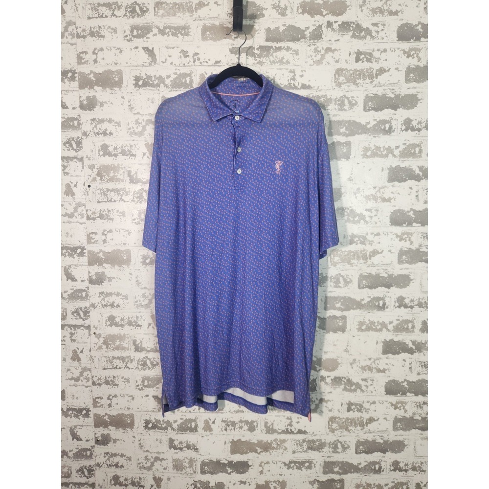 Johnnie-O Top Shelf Performance Polo Mens XL Purple All Over Print Golf Preppy